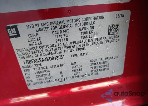 2019 Buick Envision Fwd Essence from USA, damaged, VIN LRBFXCSA4KD013051